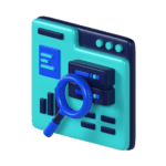 3D icon of a web browser with data